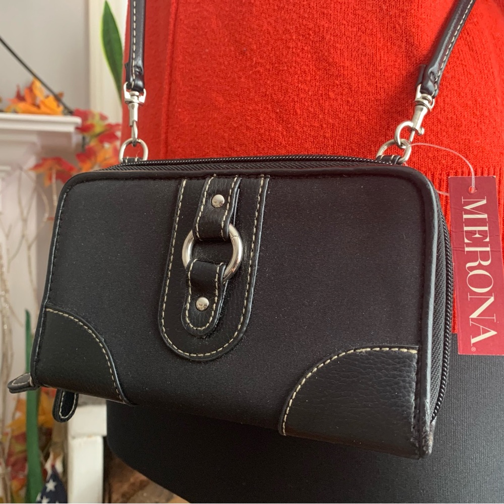 Merona NWT Compact Black Women's Crossbody Wallet